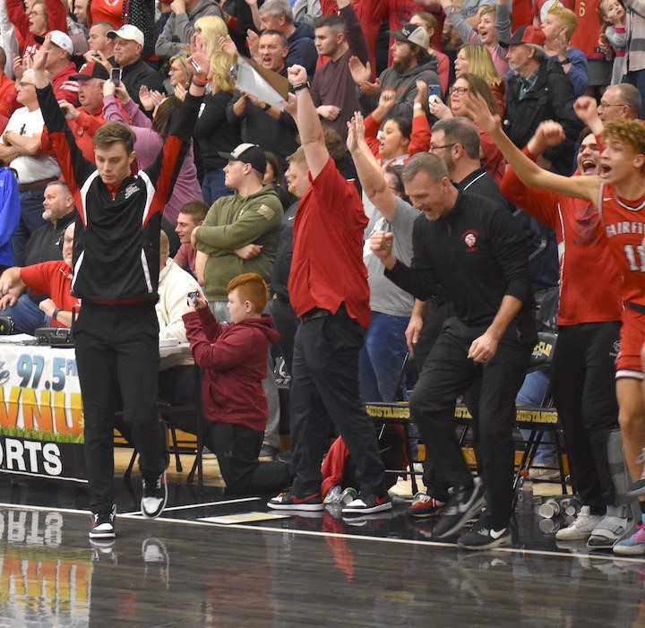 Basketball coaching celebration